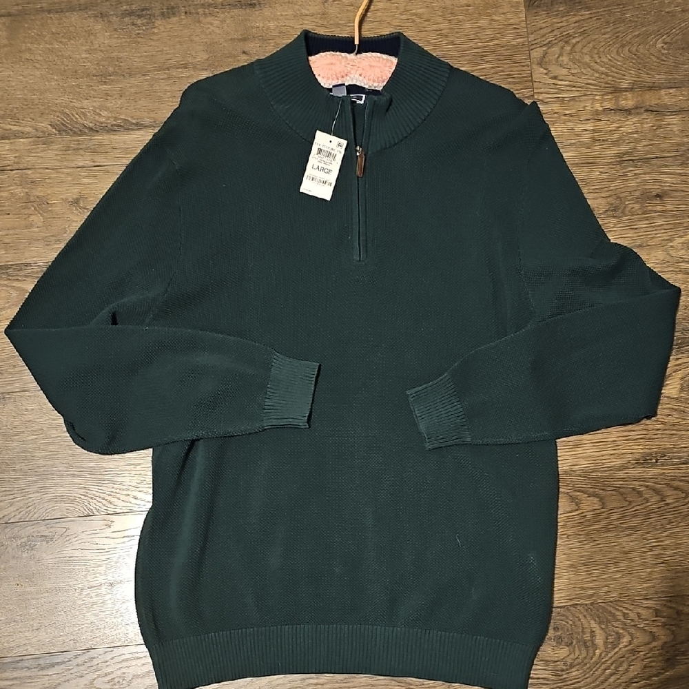 NWT Club Room SWEATER Dark Green Zip-Up Shirt Men Large